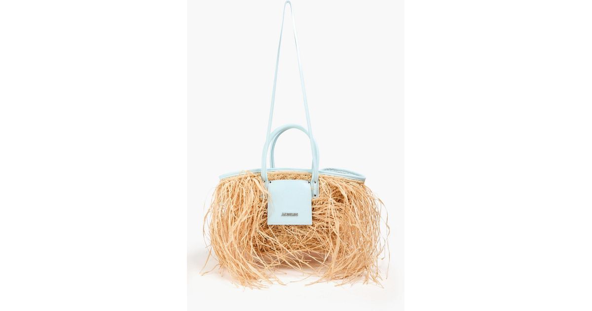 ★JACQUEMUS★ Le Petit Panier Soli Raffia Tote Bag Light Bro Jacquemus - Le Panier Soli fringed raffia tote bag Beige