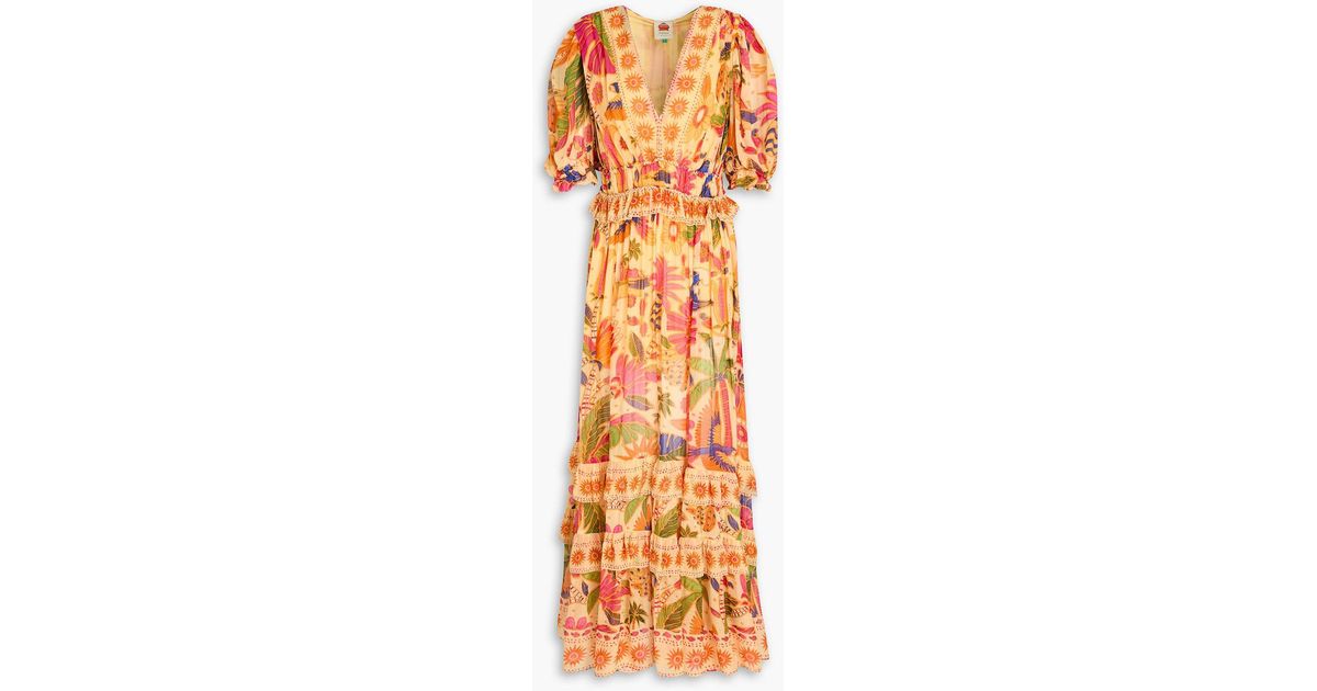 chinese dress ladies Farm Rio Ruffled printed georgette maxi dress – Augusthouseofbrands main image 1