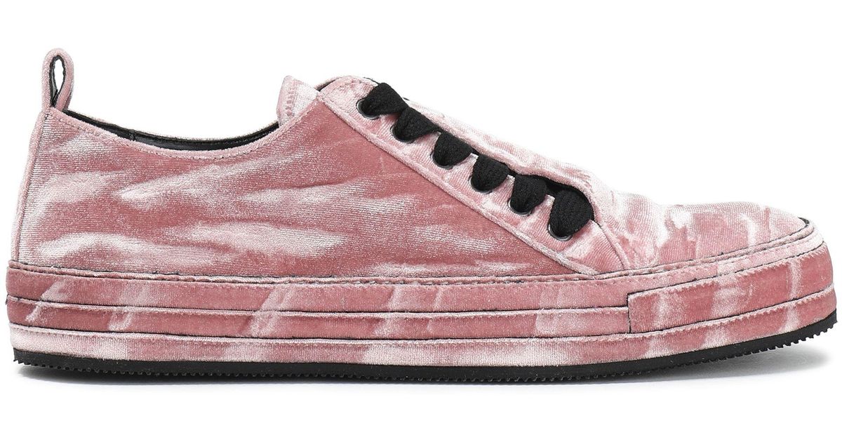 Ann Demeulemeester Crushed Velvet Sneakers Blush In Pink Lyst 