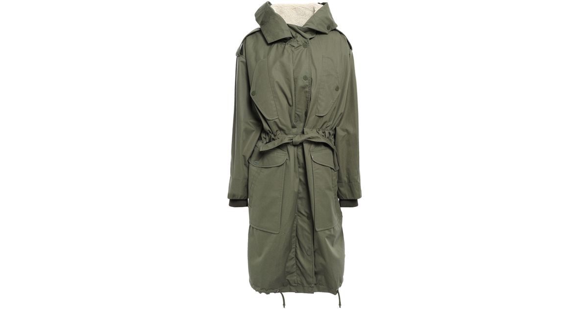 Sandro Arbia Faux Shearling-lined Cotton-canvas Hooded Parka Army Green |  Lyst