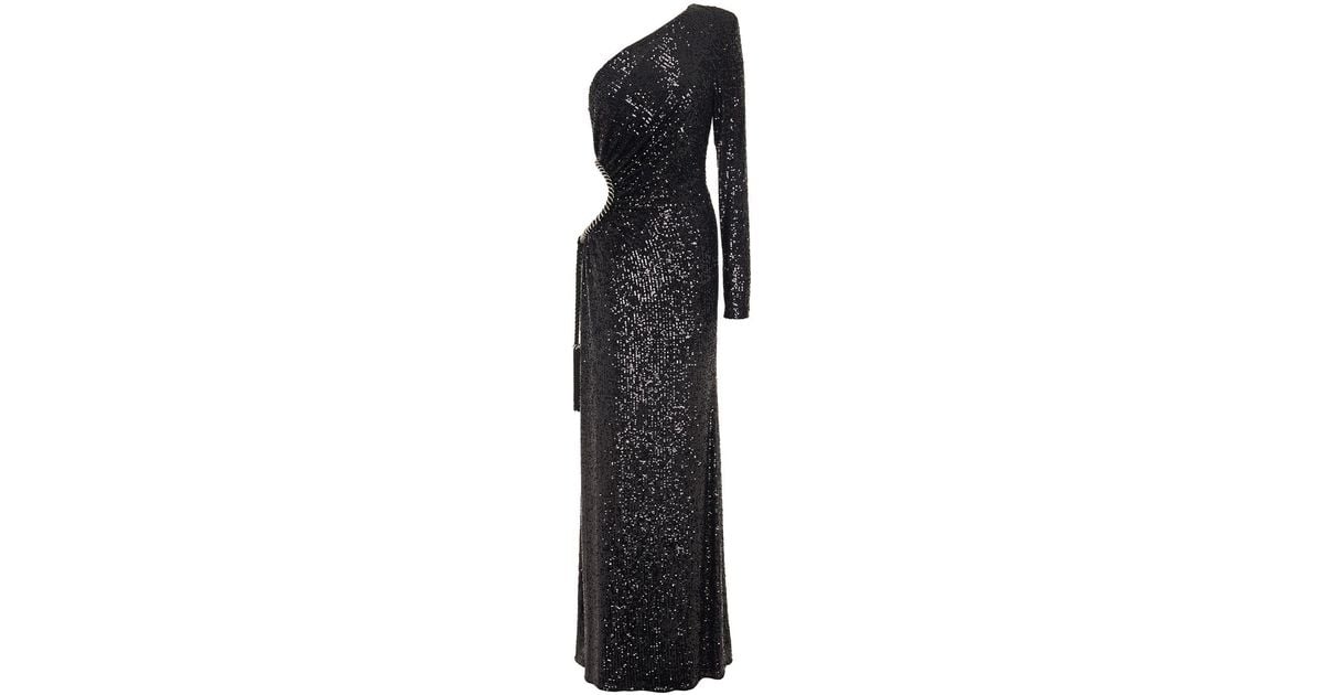 Dundas One-shoulder Cutout Sequined Tulle Gown in Black | Lyst Australia