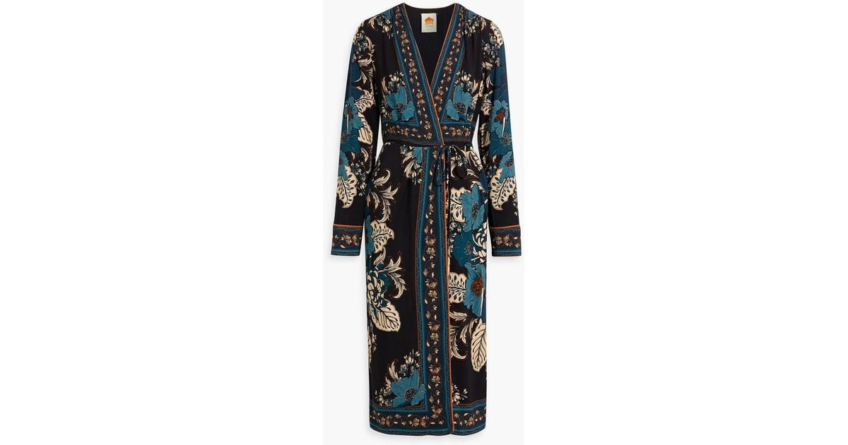 Farm Rio Long-Sleeve Floral Wrap Midi Dress main image 1