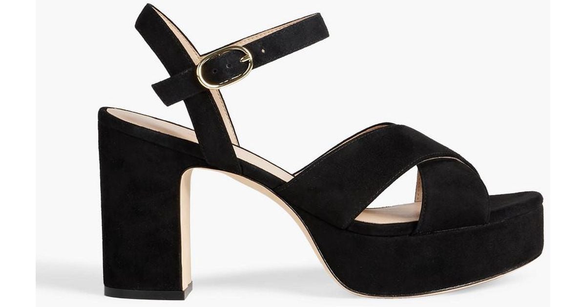 Stuart Weitzman Kassidy Suede Platform Sandals in Black Lyst