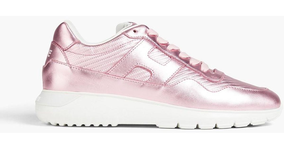 Hogan Metallic Leather Sneakers in Pink Lyst UK
