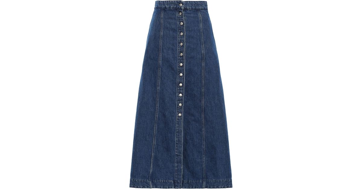 Acne Studios Flared Denim Midi Skirt In Blue Lyst Canada