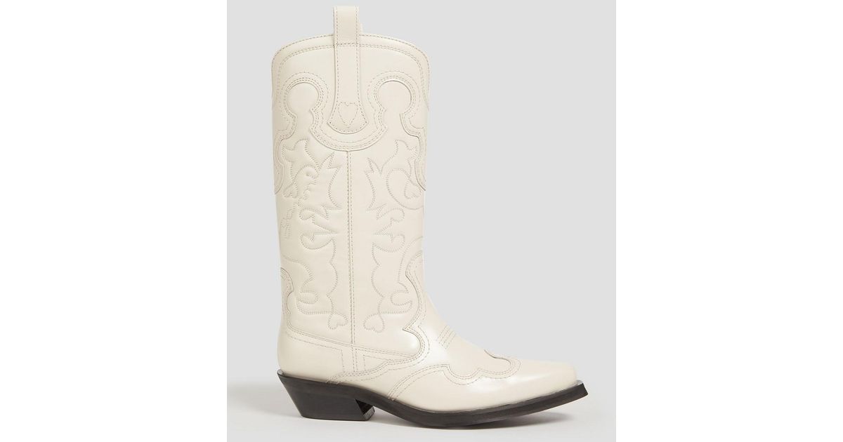 Ganni cowboy boots white sale