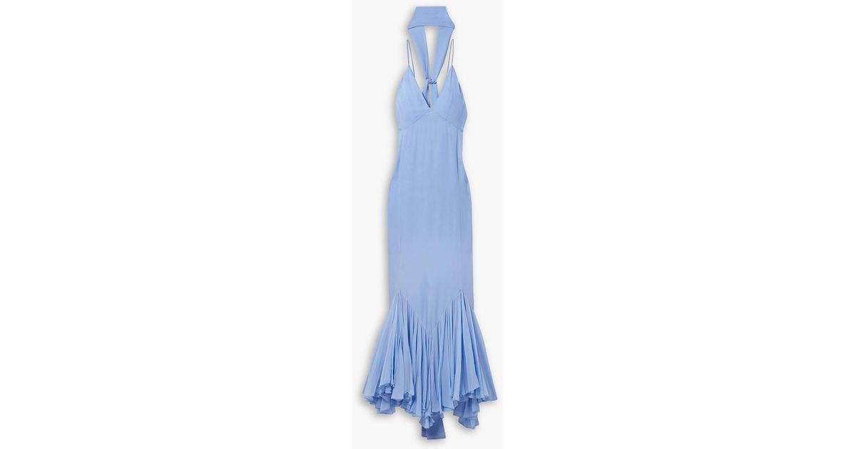 KHAITE Candita Scarf-detailed Gathered Silk-georgette Maxi Dress in Blue | Lyst KHAITE Candita Scarf-detailed Gathered Silk-georgette Maxi Dress in Blue | Lyst