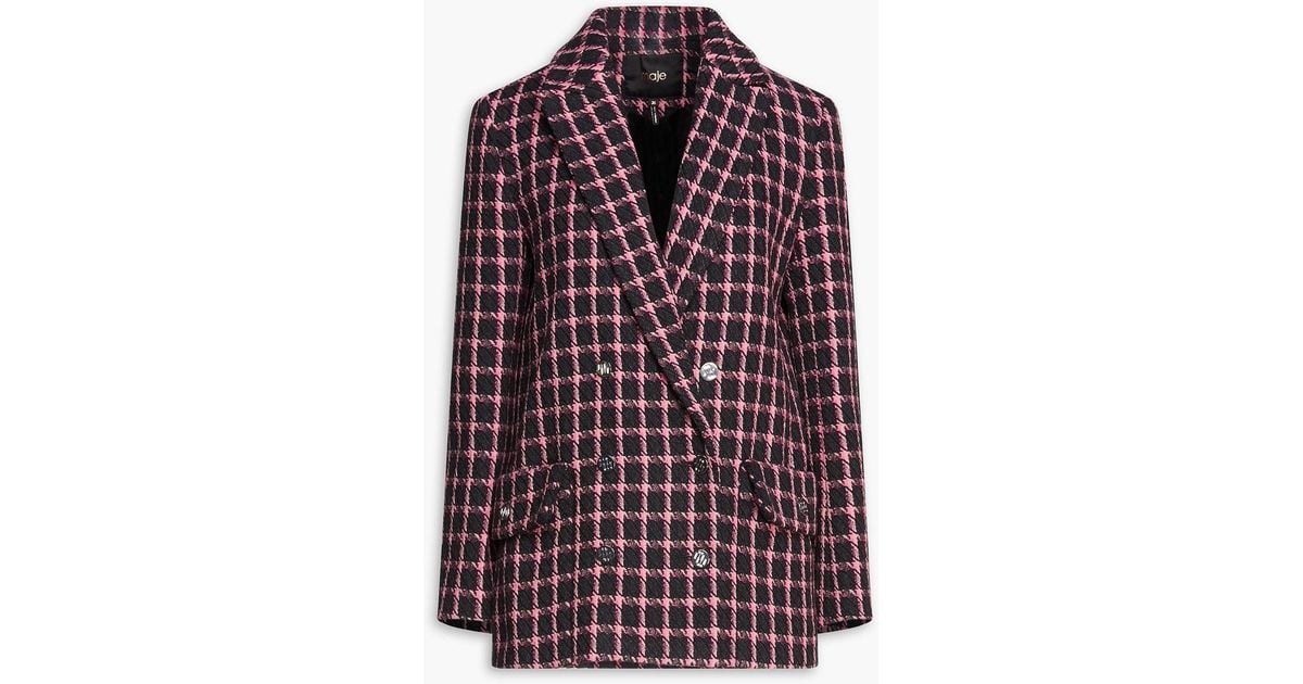 Maje checked deals woven blazer