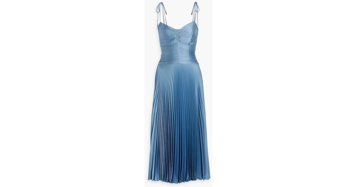 10 Crosby Derek Lam Rochelle Pleated Satin-crepe Midi Dress in Blue