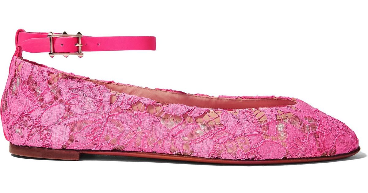 pink lace flats