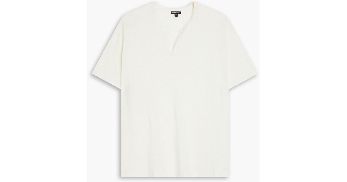 James Perse Linen-blend Jersey Henley T-shirt in White for Men | Lyst UK