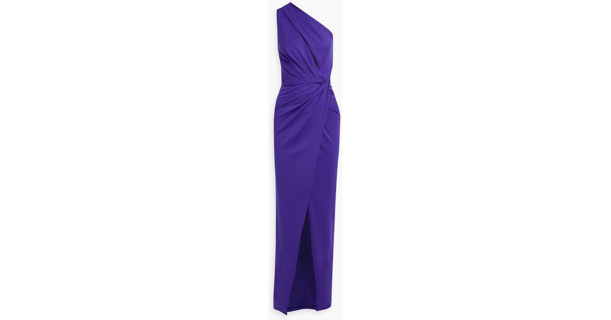 Halston Celeste One-shoulder Draped Ponte Gown in Purple | Lyst