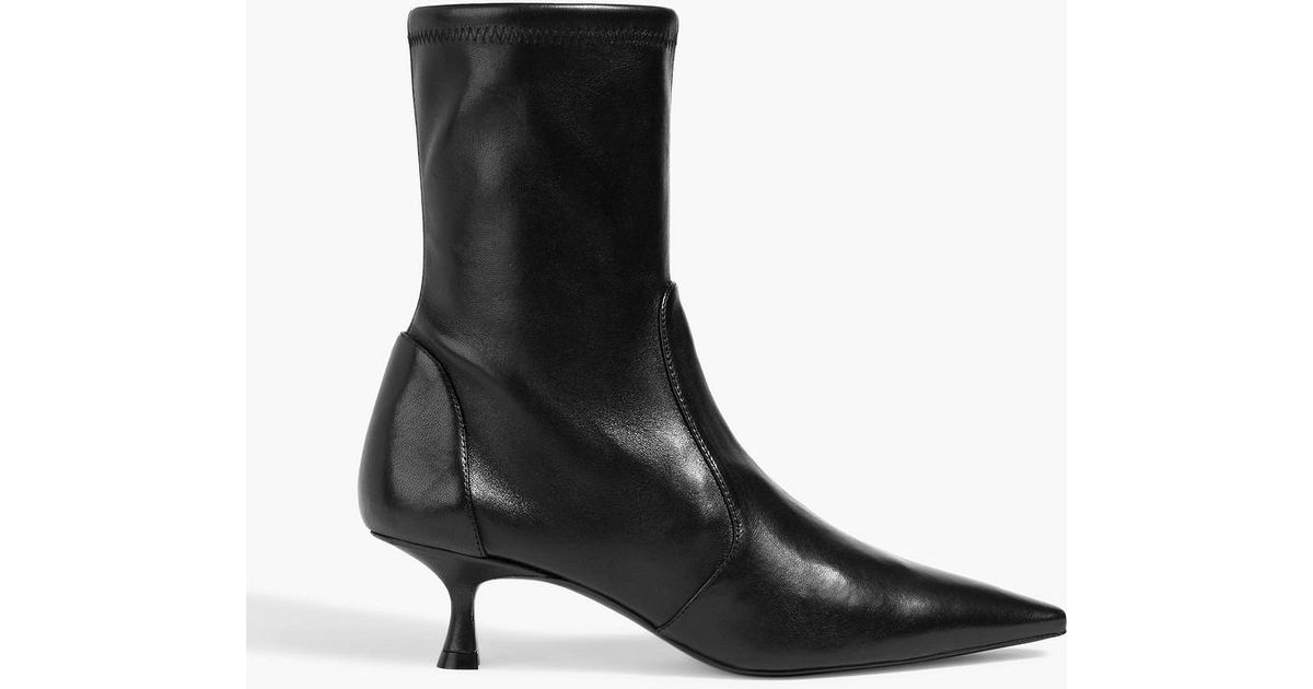 Stuart Foot Stuart Weitzman Naomi 50 Leather Ankle Boots in Black | Lyst