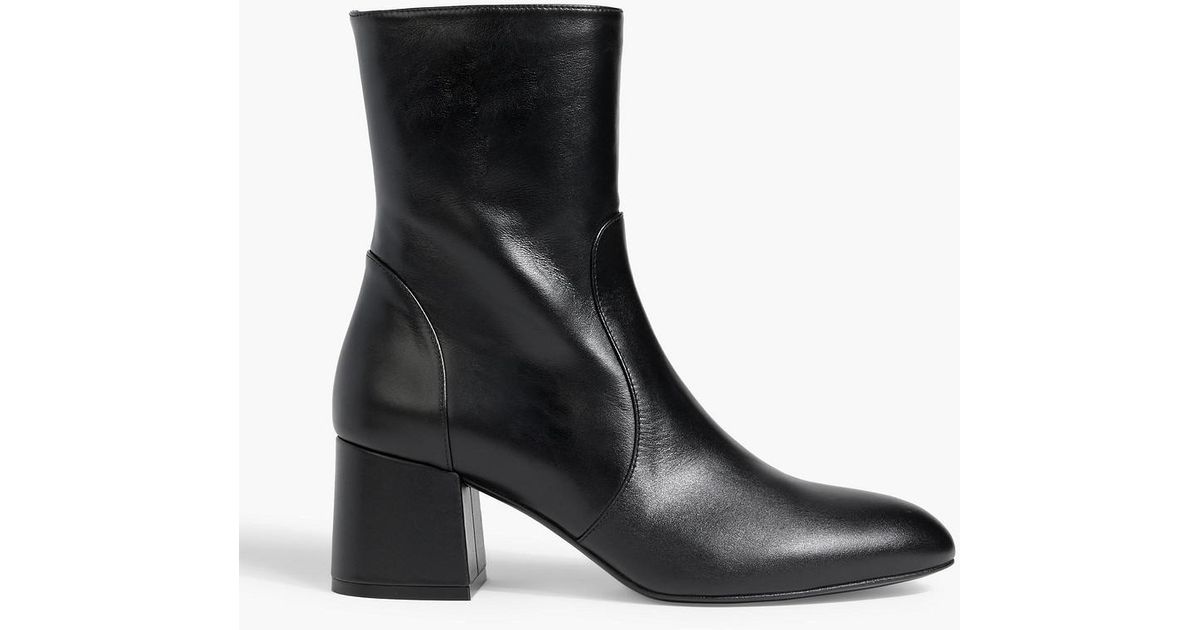 Stuart Foot Stuart Weitzman Flare 60 Leather Ankle Boots in Black | Lyst UK