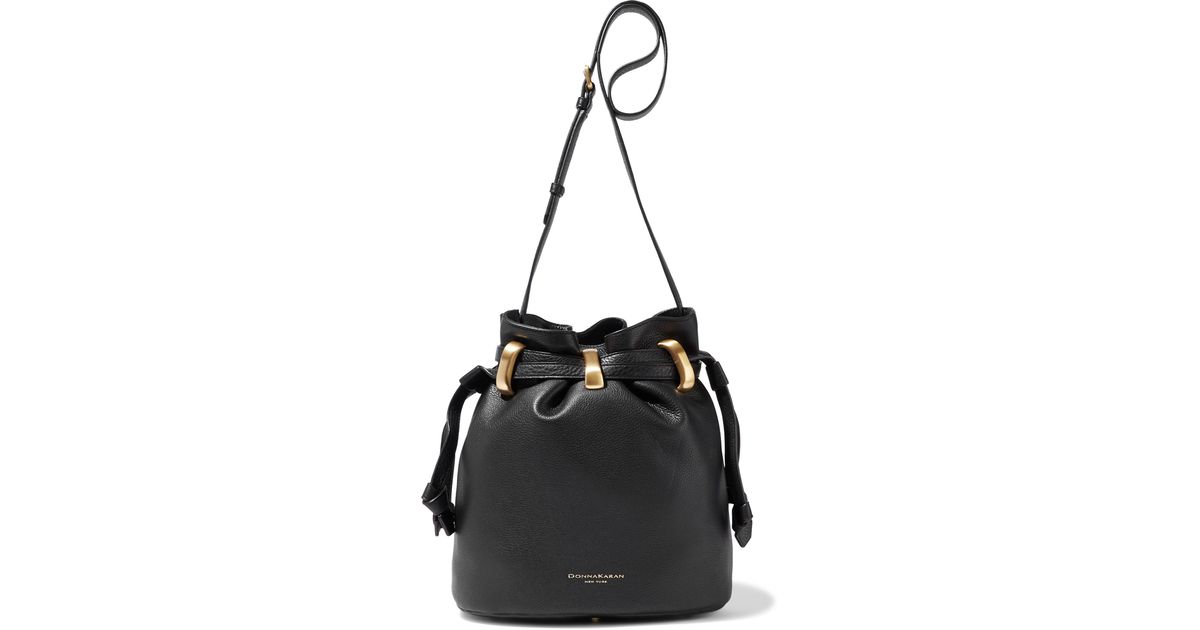 Donna Karan Virginia Pebbled-leather Bucket Bag Black | Lyst