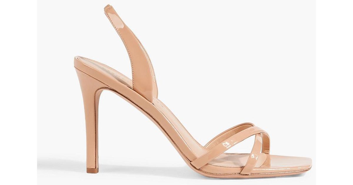 Veronica Beard Analita Patent-leather Slingback Sandals in Natural | Lyst