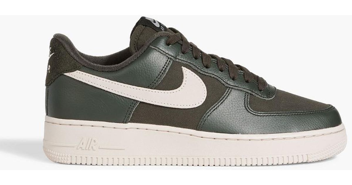 Nike Air Force 1 Low Pebbled-leather And Canvas Sneakers in Green for