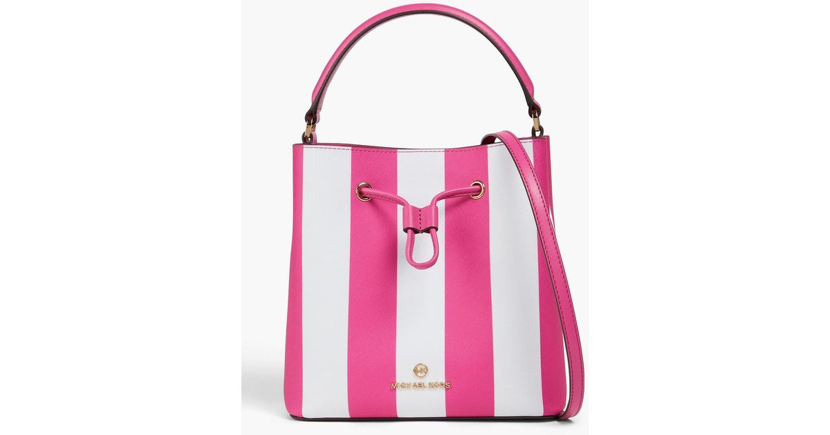 MICHAEL Michael Kors Striped Faux Leather Bucket Bag in Pink Lyst Canada