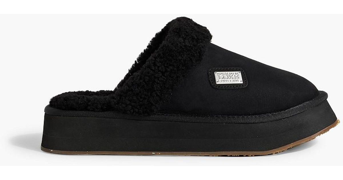 Australia Luxe Shearling Platform Slippers in Black Lyst