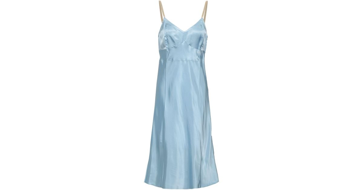 Helmut Lang Satin Slip Dress Light Blue | Lyst