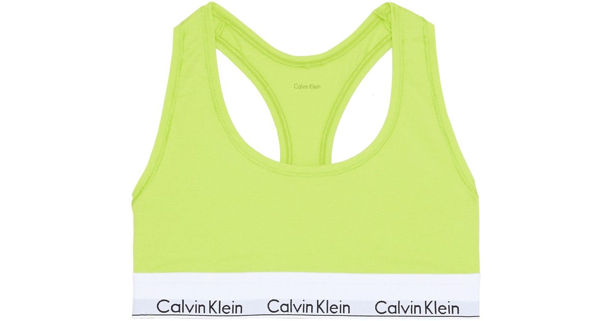 lime green calvin klein bralette