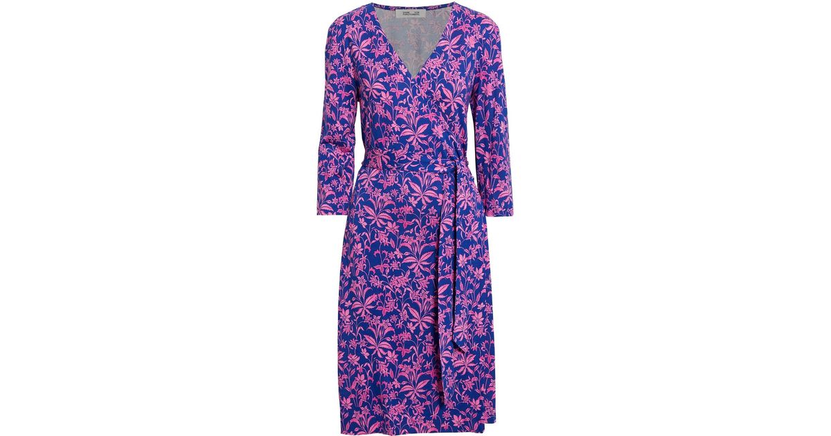 Diane von Furstenberg New Julian Two Floral-print Silk-jersey Wrap Dress in  Blue | Lyst