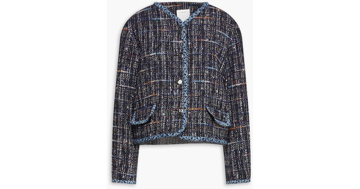 Sandro Mareva Metallic Bouclé-tweed Jacket in Blue | Lyst Canada