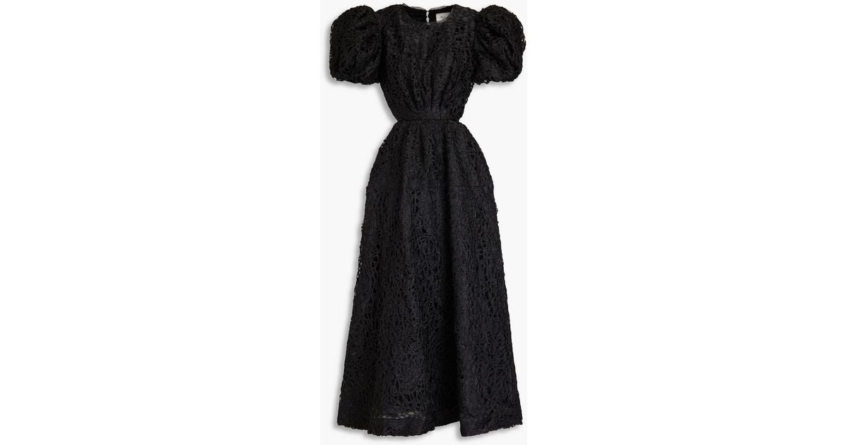 ralph lauren black lace dress Ralph Lauren Black Label Merrill Leather-Trim Guipure Lace Dress Black –  Celebrity Owned
