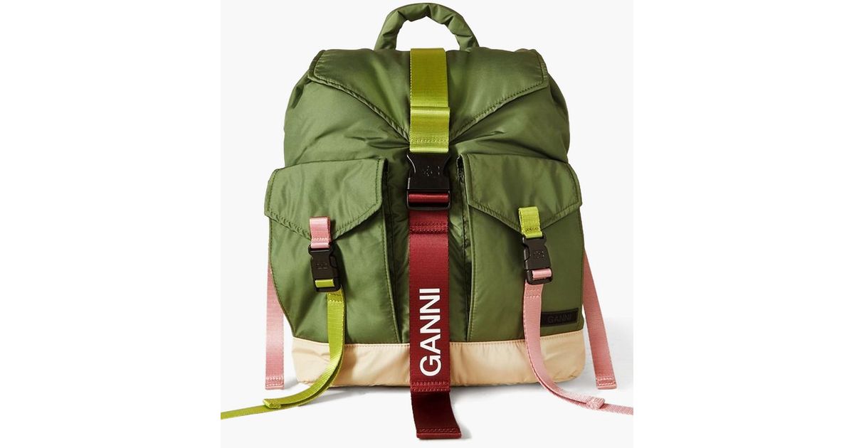 Ganni Shell Backpack in Green | Lyst Australia