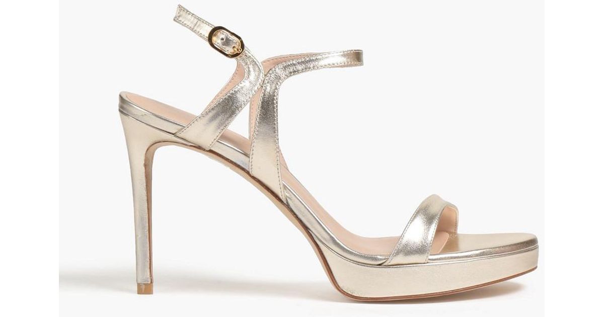 Stuart Weitzman Mariposa Leather Platform Sandals In Metallic Lyst UK