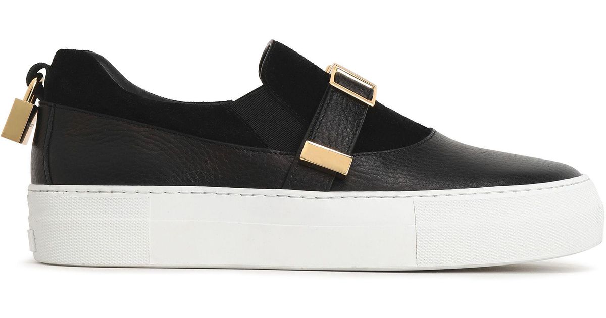 Textured-leather Slip-on Sneakers 