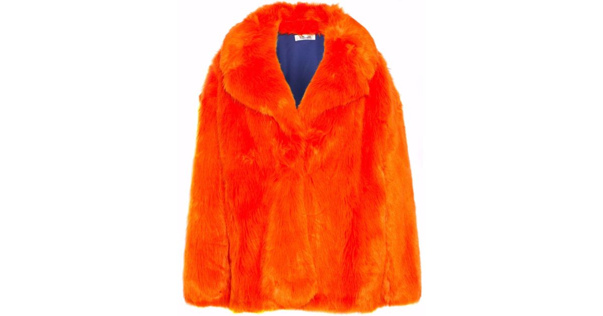 Bright orange outlet faux fur coat