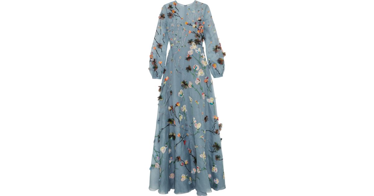 sachin and babi light blue dress VALENTINO GARAVANI Floral-appliqud leather mini dress