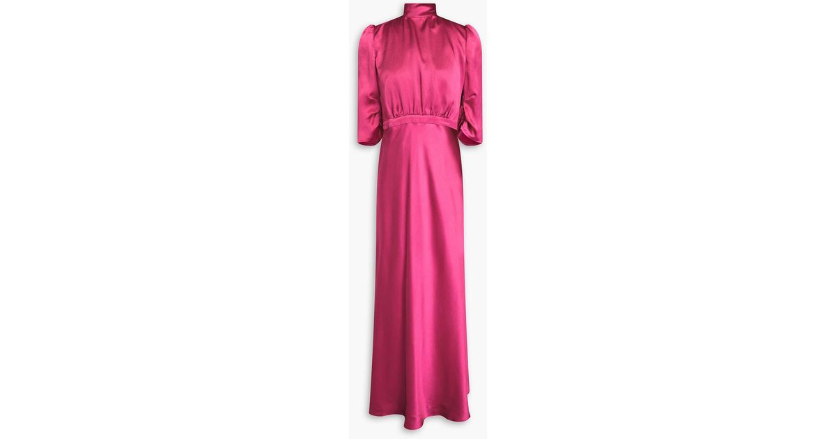 saloni adele hammered silk-satin maxi dress Saloni Women's Adele-B Dress - Green - Size 8