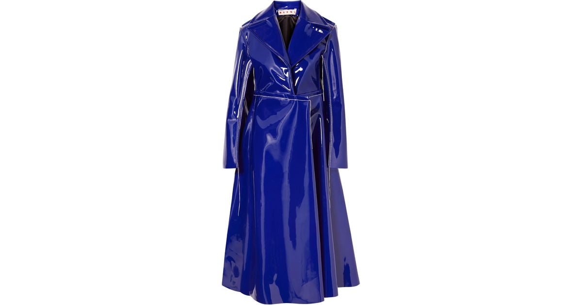 Marni Faux Patentleather Trench Coat Royal Blue Lyst