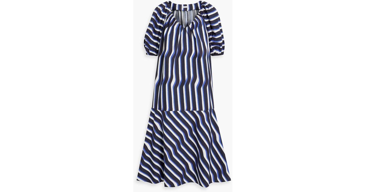 Iris & Ink Esme Striped Organic Cotton-poplin Midi Dress in Blue | Lyst UK