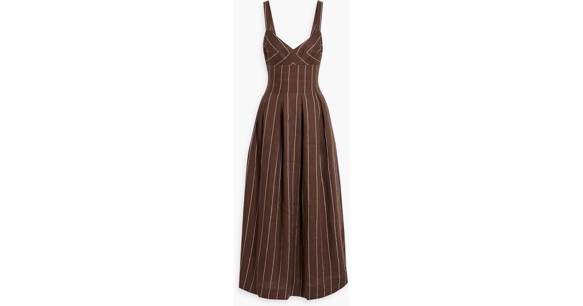 nicholas selene linen dress Nicholas Selene Seamed Cami Midi Dress In Milk & Black - 68% Off