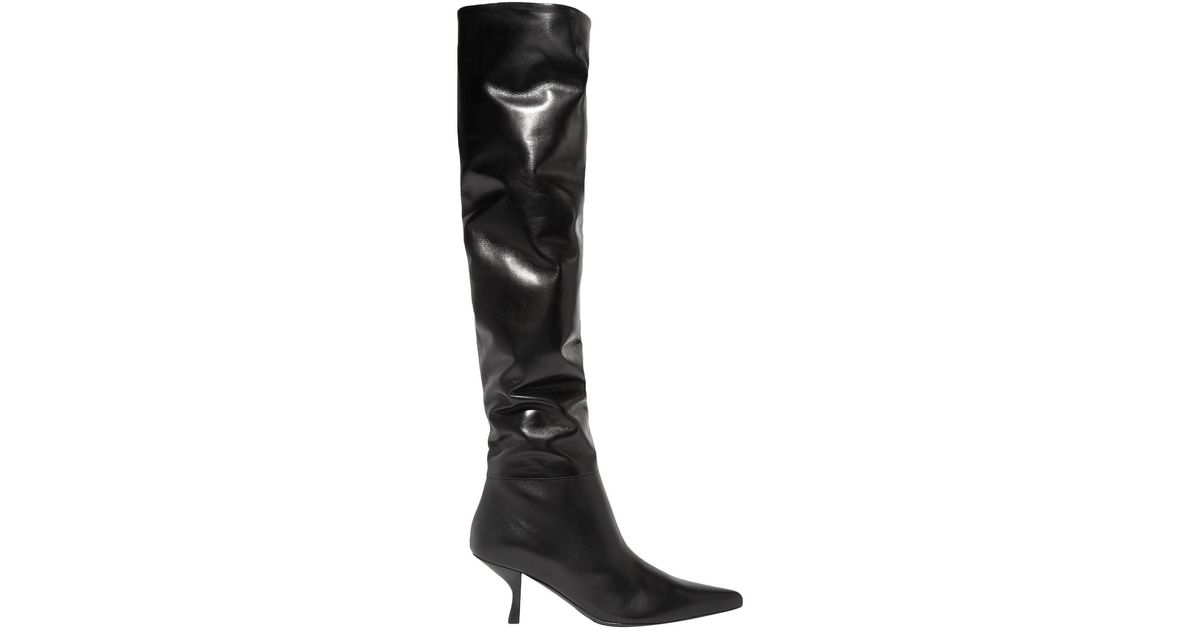 The Row Bourgeoise Leather Knee Boots in Black | Lyst UK
