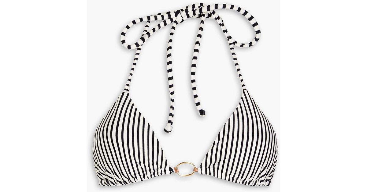 ViX Amalfi Ring-embellished Striped Triangle Bikini Top in White | Lyst