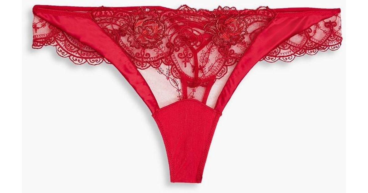 Lise Charmel Tellement Glamour Leavers Lacepaneled Satin Midrise