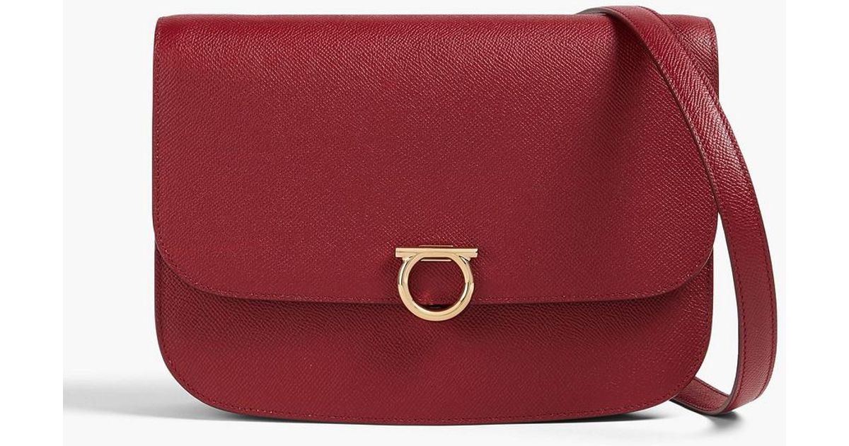 Ferragamo Gancini Pebbled-leather Shoulder Bag in Red Lyst