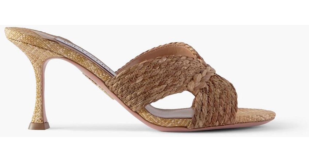 Aquazzura Rope 75 Raffia Mules in Natural | Lyst UK