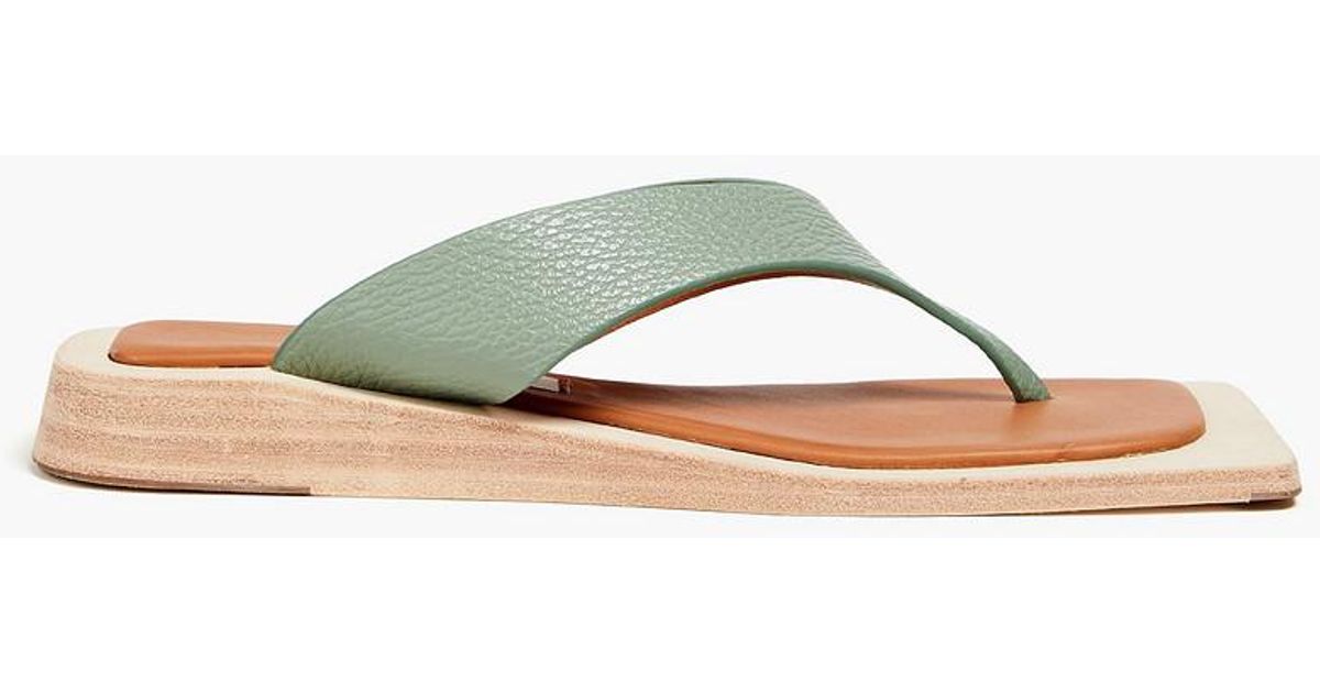 Miista Valeria Pebbled-leather Flip Flops in Green | Lyst