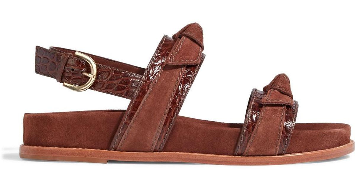 Alexandre Birman Clarita Sport Bowembellished Croceffect Leather