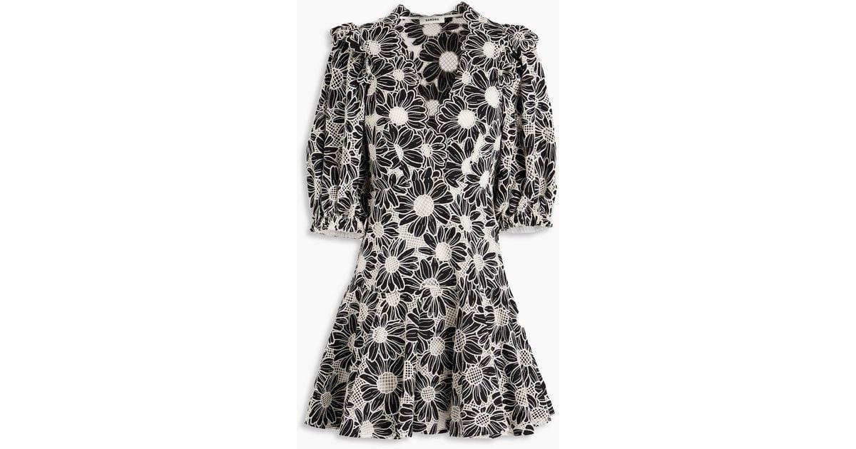 Sandro Ruffled Cotton Guipure Lace Mini Dress in Black | Lyst Canada