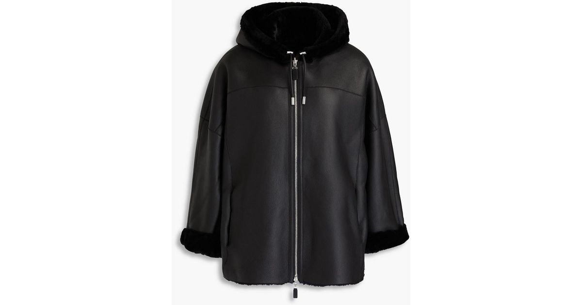 Armani exchange faux shearling worker jacket in sales black