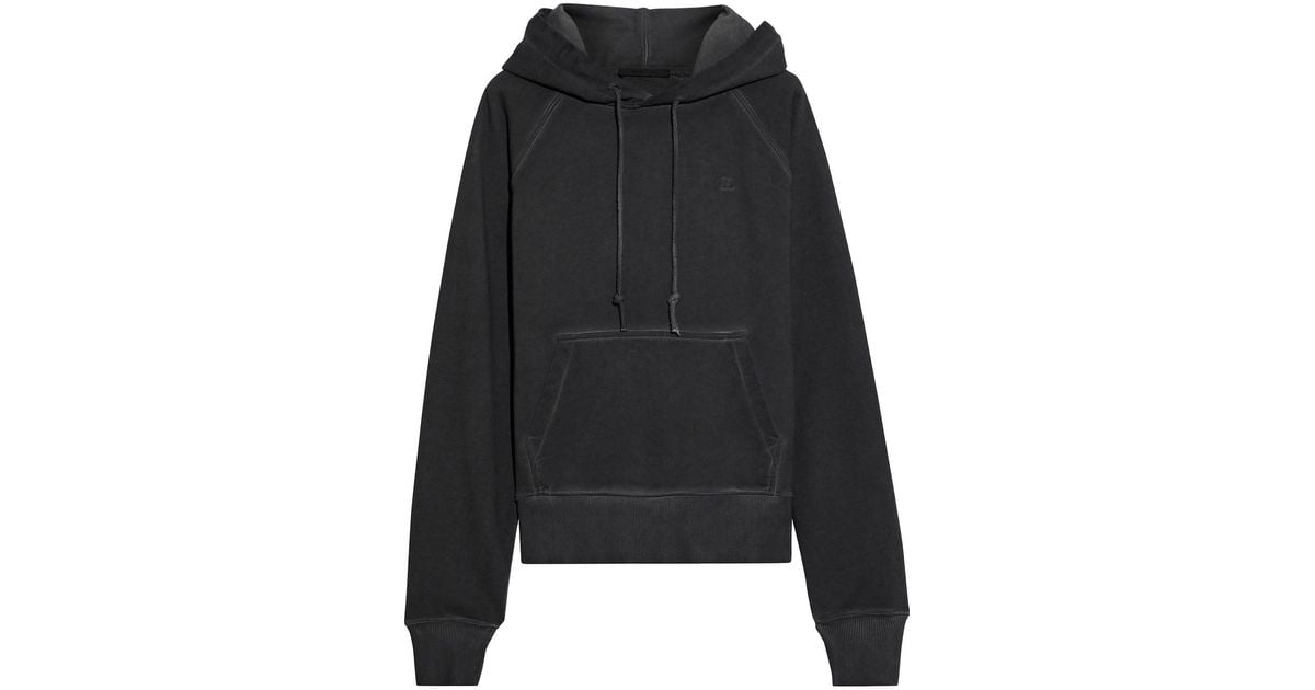 Helmut Lang Faded French Cotton-terry Hoodie in Charcoal (Black) - Lyst