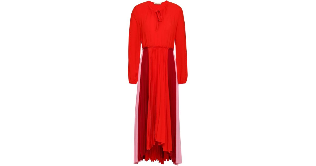 open lace back dress A.L.C. Women's Reagan Pleated Midi-Dress - Deep Plum