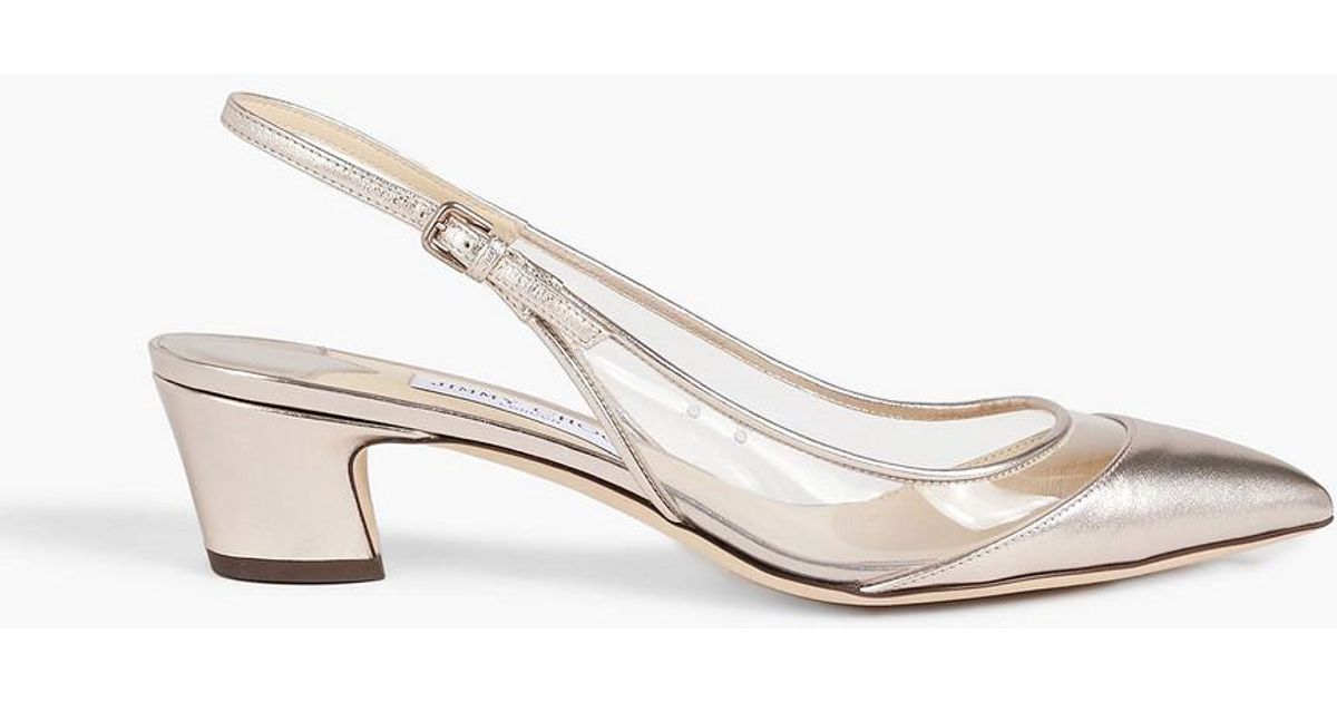 Jimmy Choo Gemma 40 Leather And Pvc Slingback Pumps in White Lyst
