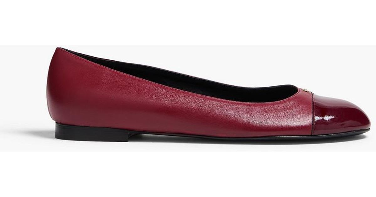 Bally Biely Embellished Smooth And Patent-Leather Ballet Flats in Red ...